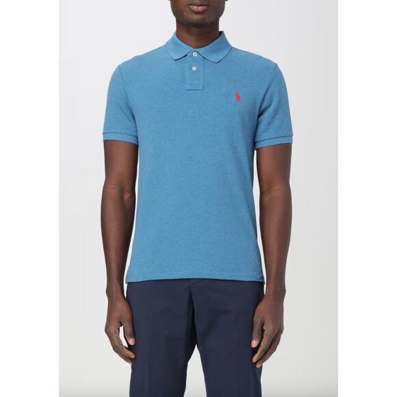 Polo Ralph Lauren Cornflower Blue Polo collared Shirt custom fit size Large - Picture 1 of 6